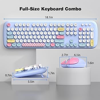 Amazon.com: Dilter Wireless Keyboard and Mouse Combo, Full-Sized Typewriter Keyboards, Cute Cat Shaped Wireless Mouse, 2.4 GHz USB Receiver Plug and Play for Windows, PC, Laptop, Desktop (Blue Colorfu