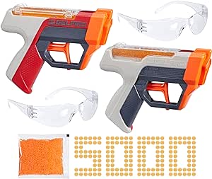 Amazon.com: NERF Pro Gelfire Dual Wield Pack, 2 Blasters, No-Prime Firing, 5000 Rounds, 2X 100 Round Integrated Hoppers, 2 Eyewear, Easter Gifts and Games for Teens, Ages 14+ : Toys &amp; Games
