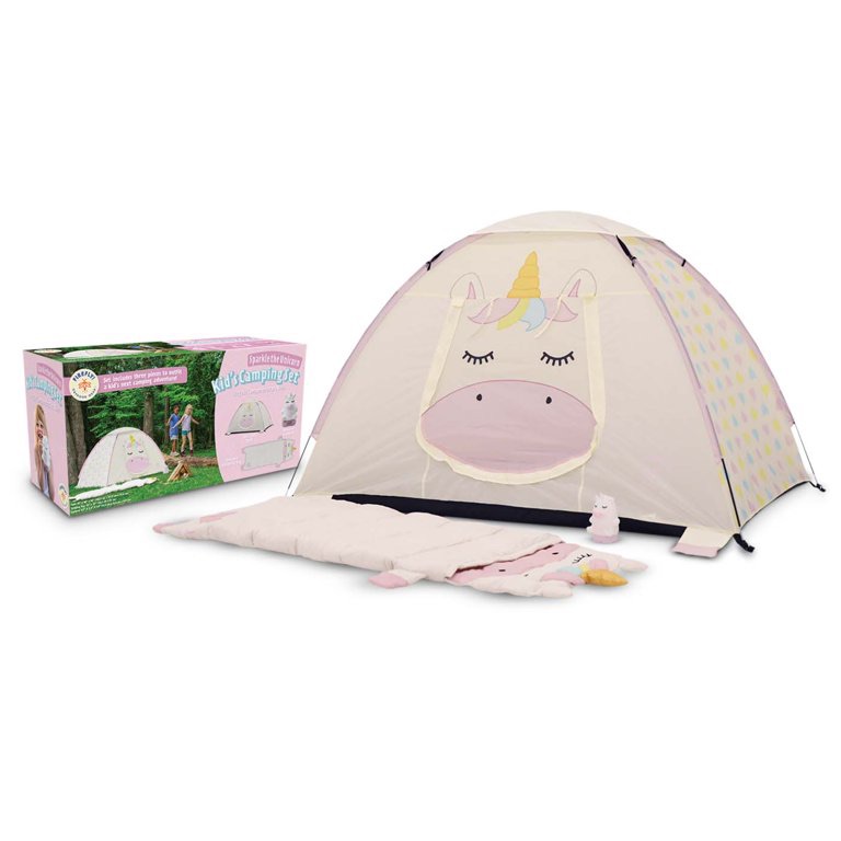 露营小帐篷Firefly! Outdoor Gear Sparkle the Unicorn Kid's Camping Combo (One-room Tent, Sleeping Bag, Lantern) - Walmart.com