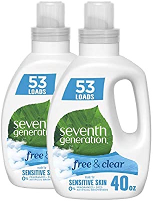Amazon.com: Seventh Generation Concentrated Laundry Detergent, Free & Clear Unscented, 40 oz, Pack of 2 (106 Loads): Health & Personal Care消毒洗衣液