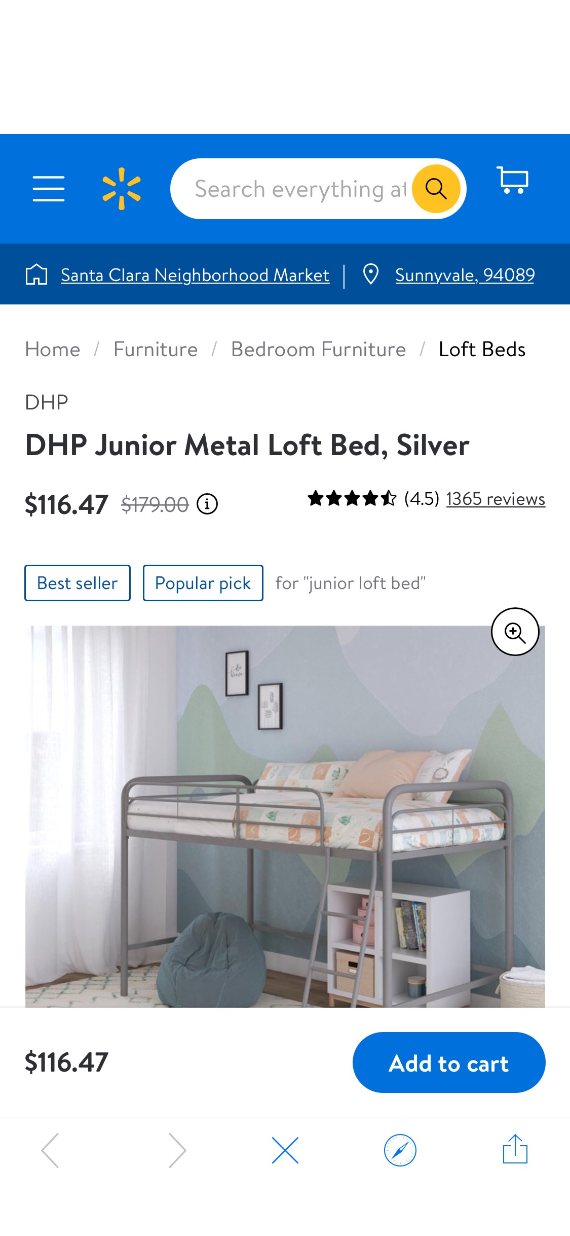 DHP Junior Metal Loft Bed, Silver - Walmart.com 床