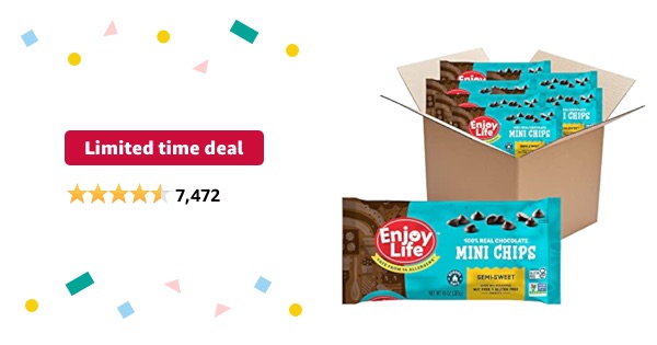 Limited-time deal: Enjoy Life Semi-Sweet Mini Chocolate Chips, Baking Chocolate Chips Bundle, Vegan, Dairy Free, Gluten Free, Nut Free, Kosher, Soy Free Allergy Friendly, 6 Bags (10 oz Each)