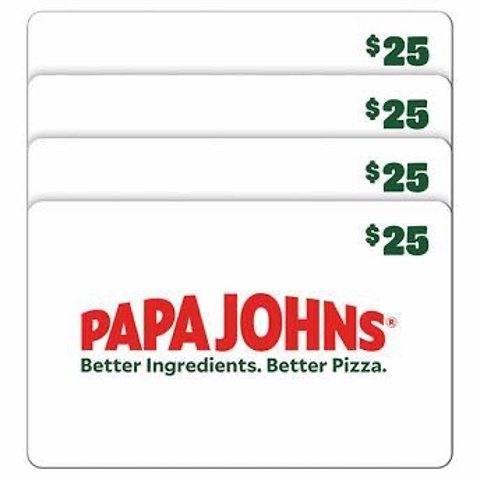 Papa Johns Four $25 E-Gift Cards