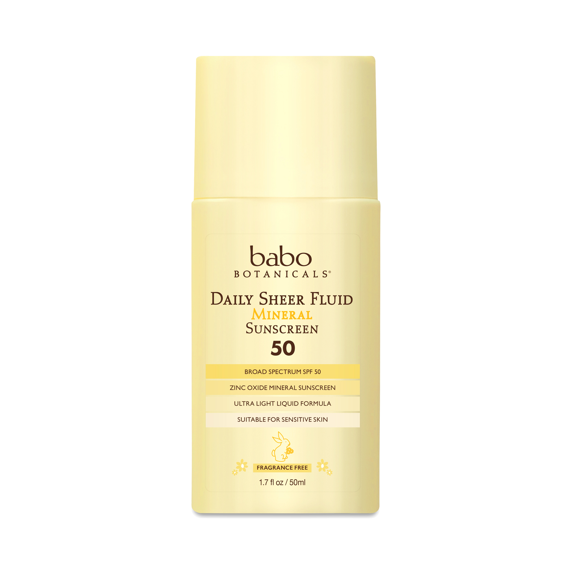 Babo Botanicals Daily Sheer Fluid Mineral Sunscreen, SPF 50 | Thrive Market