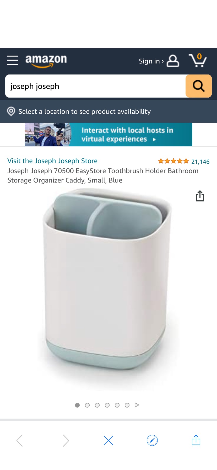 浴室收纳Amazon.com: Joseph Joseph 70500 EasyStore Toothbrush Holder Bathroom Storage Organizer Caddy, Small, Blue : Home & Kitchen