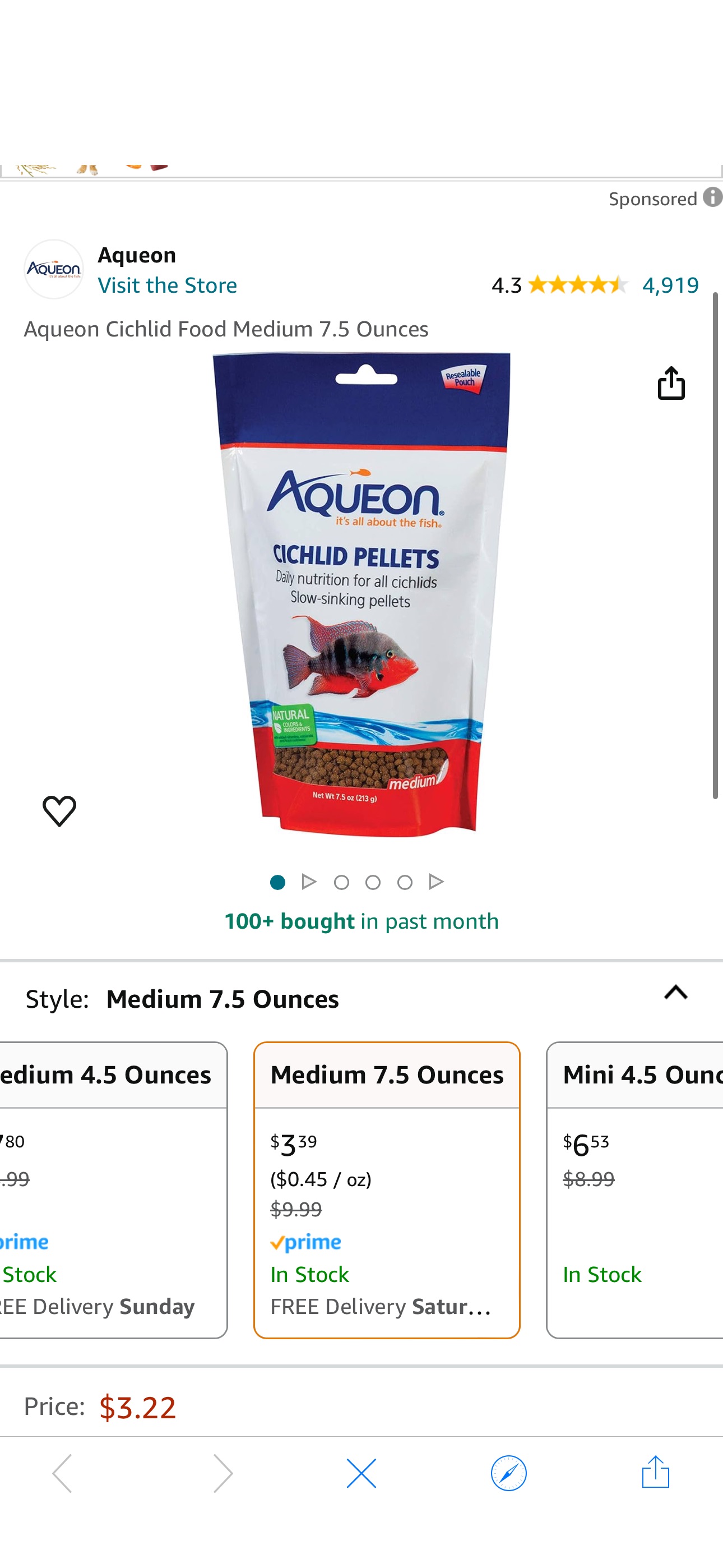Amazon.com: Aqueon Cichlid Food Medium 7.5 Ounces : Pet Supplies