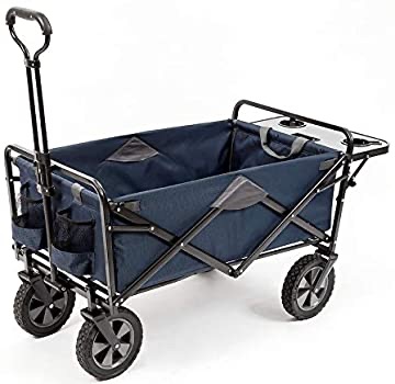 Amazon.com: Mac Sports Collapsible Outdoor Utility Wagon with Folding Table and Drink Holders, Blue: Sports & Outdoors拖车