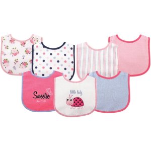 Luvable Friends Baby Boy and Girl Drooler Bib with PEVA Back, 7-Pack - Ladybug