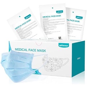$7.03 Amazon.com: Winner 稳健口罩Blue Disposable Face Mask with Earloop, ASTMF2100-19 LEVEL1 Medical Grade, 3-Ply Individually Wrapped, 6.7”x3.5” for Adults, 50 PCS/BOX : Industrial & Scientific