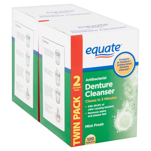 Equate Mint Fresh Antibacterial Denture Cleanser Tablets Twin Pack