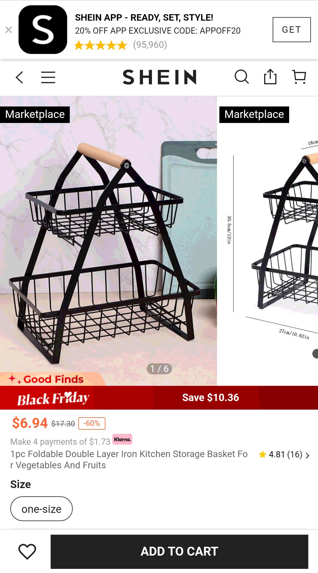 1pc Foldable Double Layer Iron Kitchen Storage Basket For Vegetables And Fruits | SHEIN USA