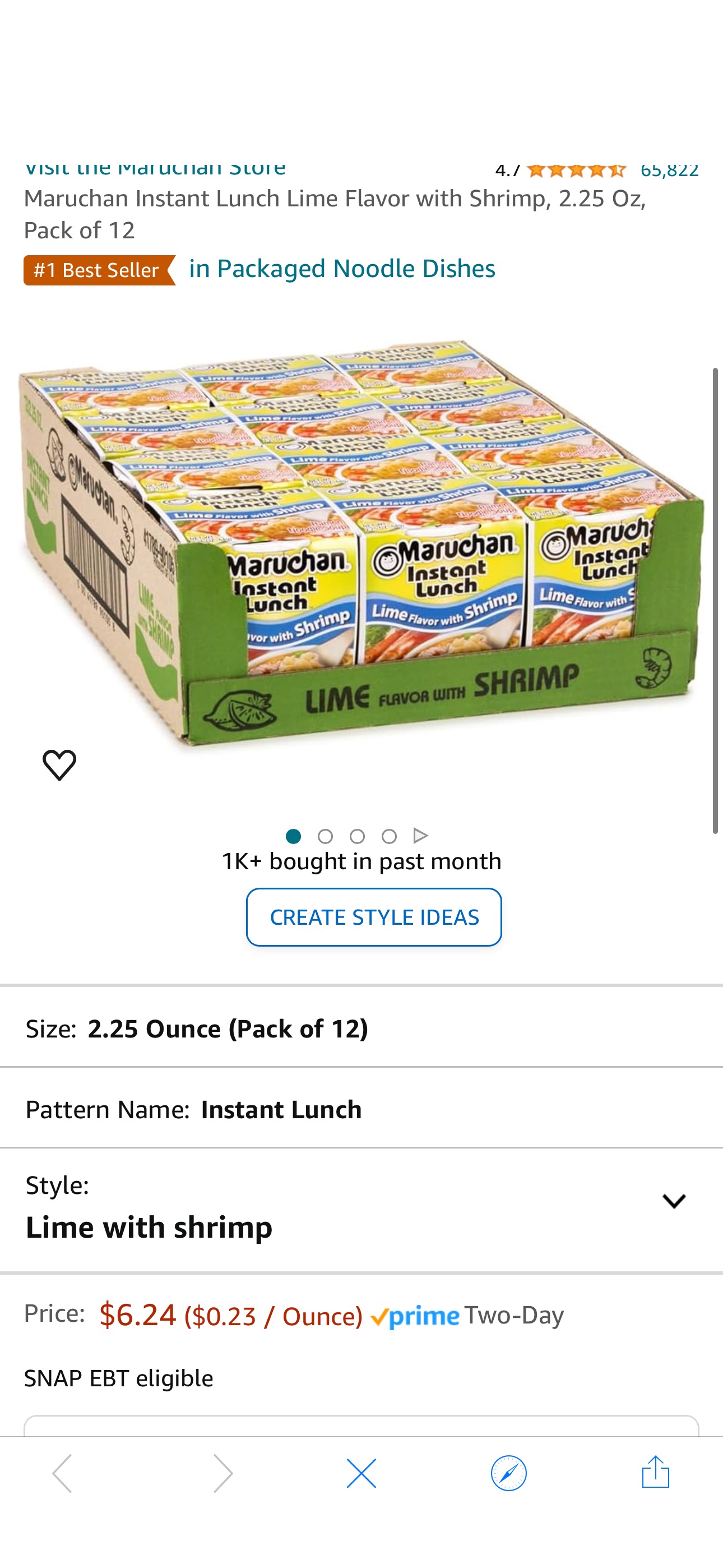 Amazon.com: Maruchan Instant Lunch Lime Flavor with Shrimp, 2.25 Oz, Pack of 12 : Grocery & Gourmet Food
