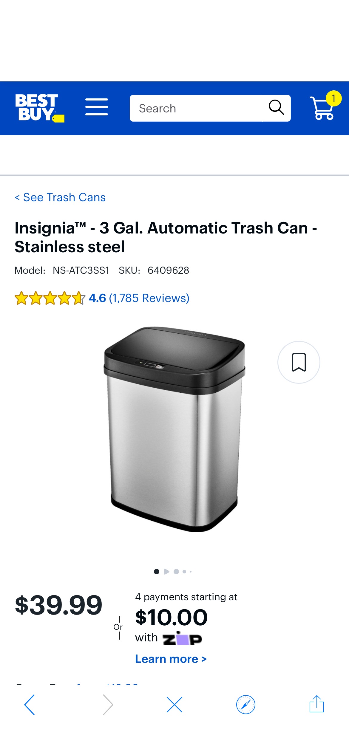 Insignia™ 3 Gal. Automatic Trash Can Stainless steel NS-ATC3SS1 - Best Buy