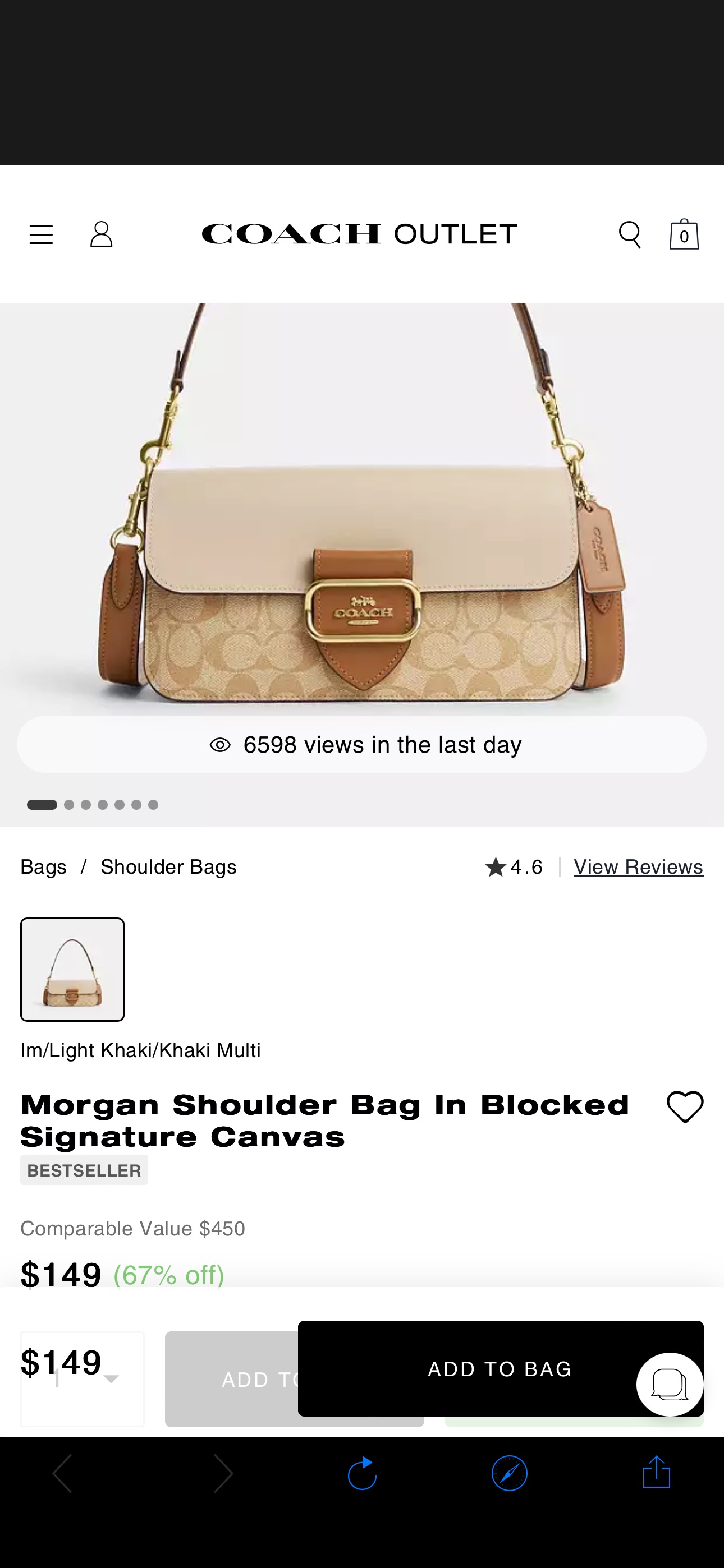 COACH® | Morgan Shoulder Bag In Blocked Signature Canvas