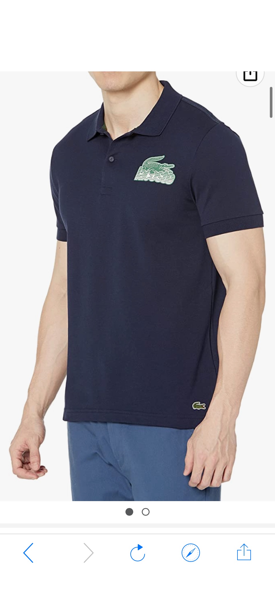Lacoste Contemporary Collection's Men's Short Sleeve Regular Fit Petit Pique Graphic Polo Shirt, Navy Blue, Small at Amazon Men’s Clothing store原价125