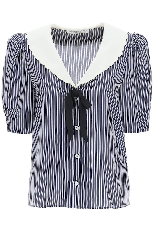 Women's Striped Silk Blouse by Alessandra Rich | Coltorti Boutique 上衣