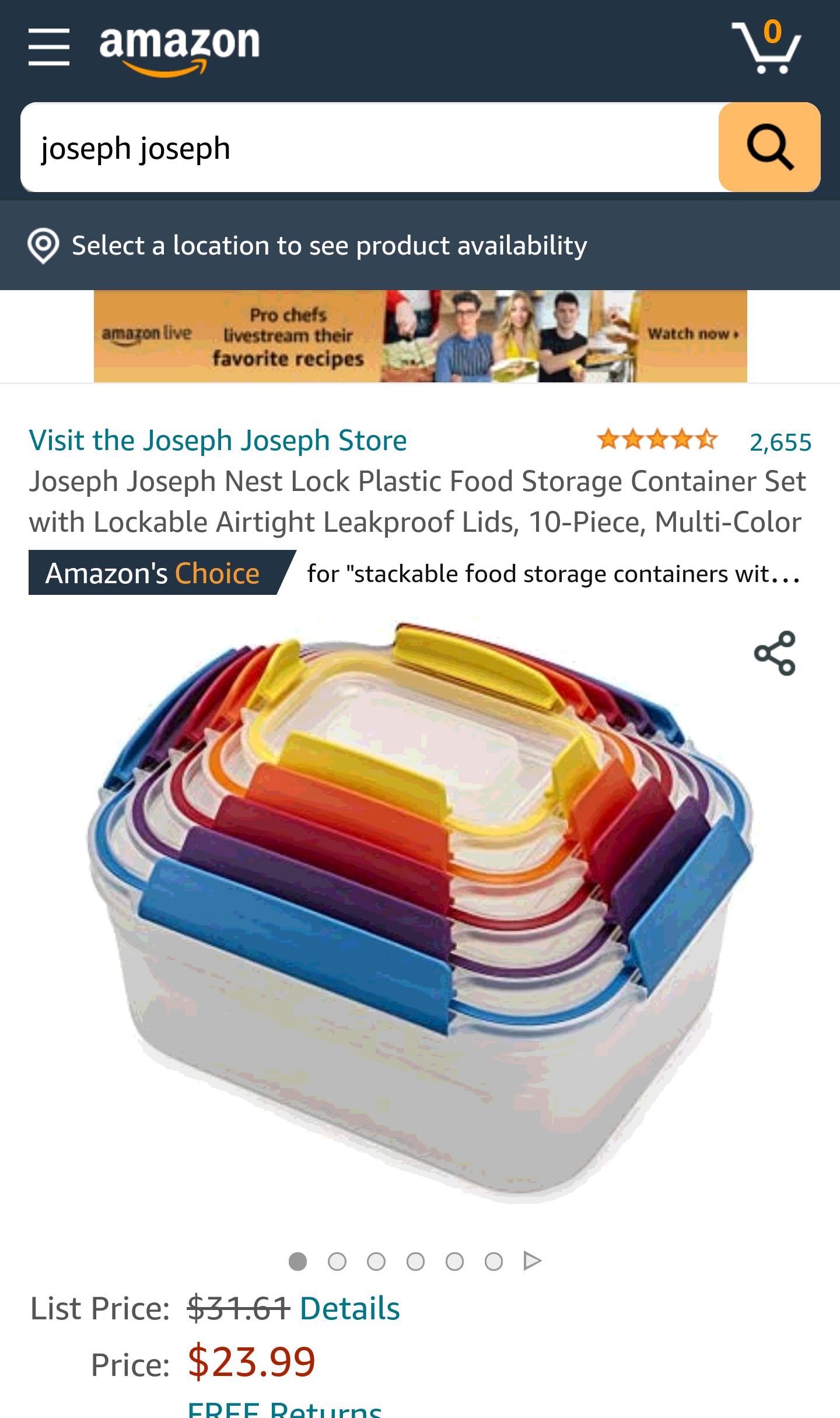Joseph Joseph Nest Lock Plastic Food Storage Container Set with Lockable Airtight Leakproof Lids, 10-Piece, Multi-Color 保鲜盒