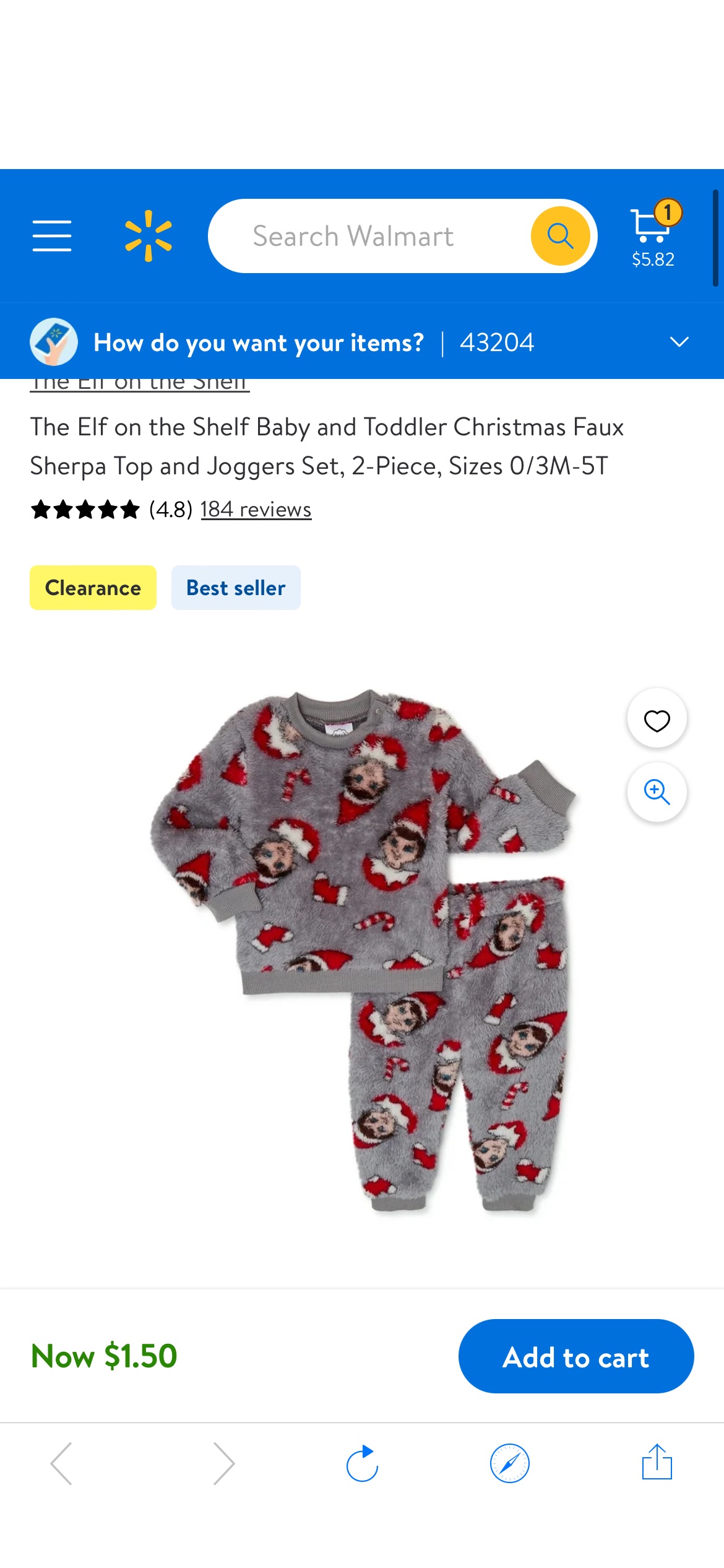 The Elf on the Shelf Baby and Toddler Christmas Faux Sherpa Top and Joggers Set, 2-Piece, Sizes 0/3M-5T - Walmart.com两件套