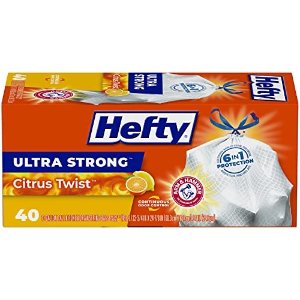 Hefty Ultra Strong Tall Kitchen Trash Bags, Citrus Twist Scent, 13 Gallon, 40 Count