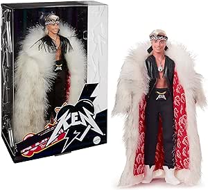 Amazon.com: Barbie The Movie Collectible Ken Doll Wearing Big Faux Fur Coat and Black Fringe Vest with Bandana (Amazon Exclusive) : Toys &amp; Games