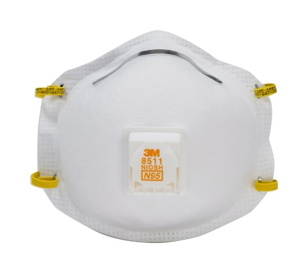 3M 8511, N95, Multi-Purpose Respirator, White, Cool Flow Valve, 10 Masks