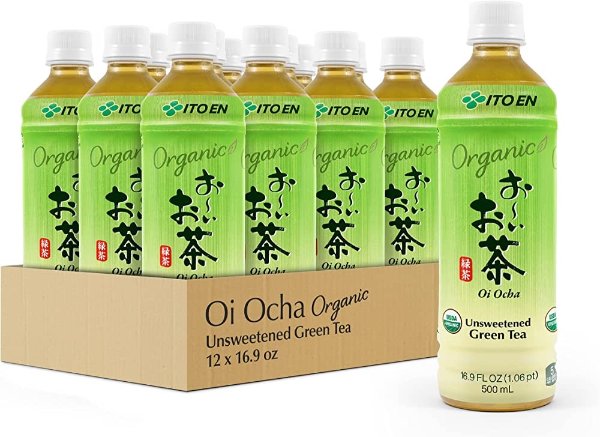 Ito En Organic Oi Ocha Unsweetened Green Tea, 16.9 Ounce (Pack of 12), Zero Calories
