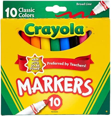 Amazon.com: Crayola Broad Line Markers, Classic Colors 10 Each : Toys & Games画笔