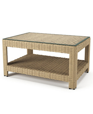 Furniture CLOSEOUT! Sydney Woven Outdoor Coffee Table with Glass Top - Macy's