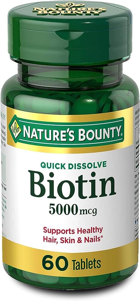 Amazon.com: Nature's Bounty Biotin, Vitamin Supplement, Supports Metabolism for Cellular Energy and Healthy Hair, Skin, and Nails, 5000 mcg, 60 Quick Dissolve : Health & Household