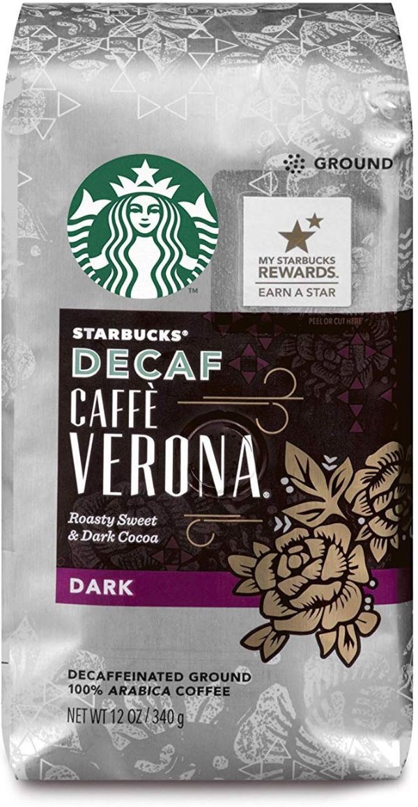 Starbucks Verona 低咖啡因深焙咖啡粉 12oz 6包