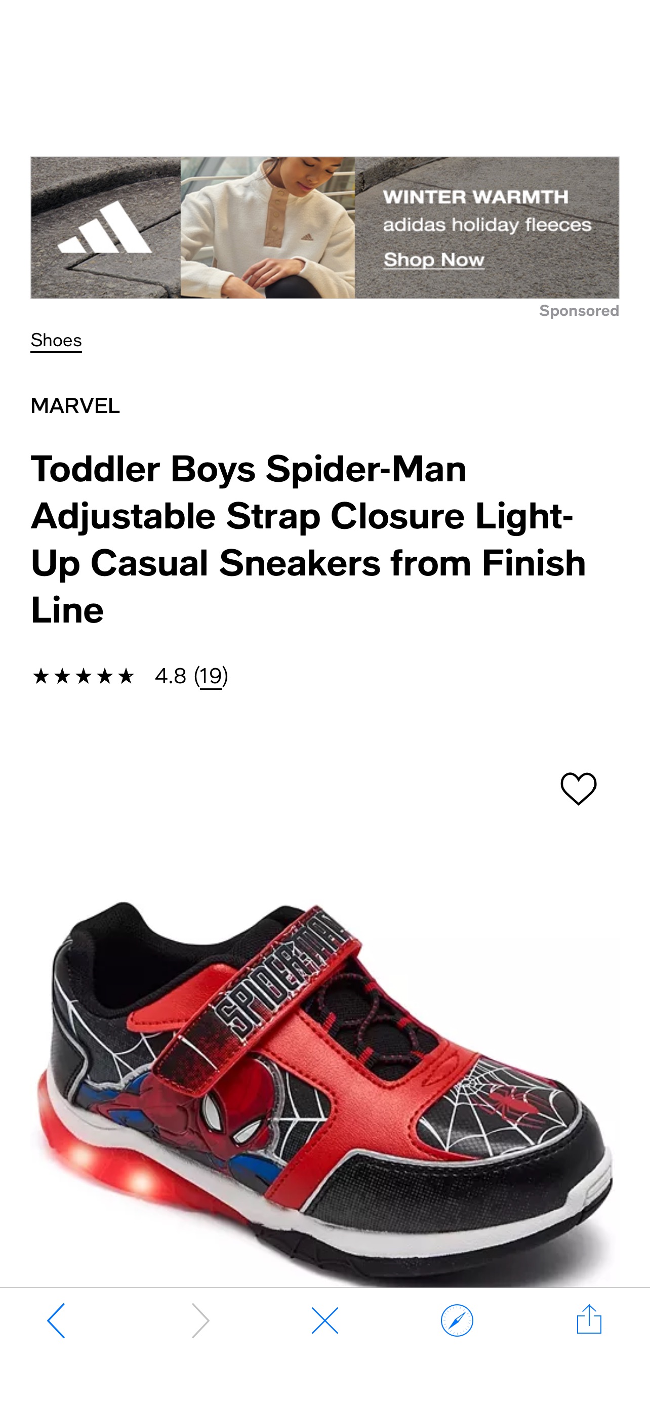 Marvel Toddler Boys Spider-Man Adjustable Strap Closure Light-Up Casual Sneakers from Finish Line - Macy's