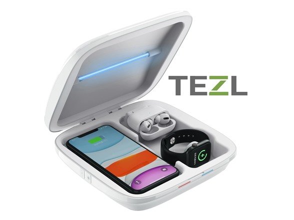 TEZL TZLUV-21 4-in-1 Multi port Charging Station and Sanitation Box