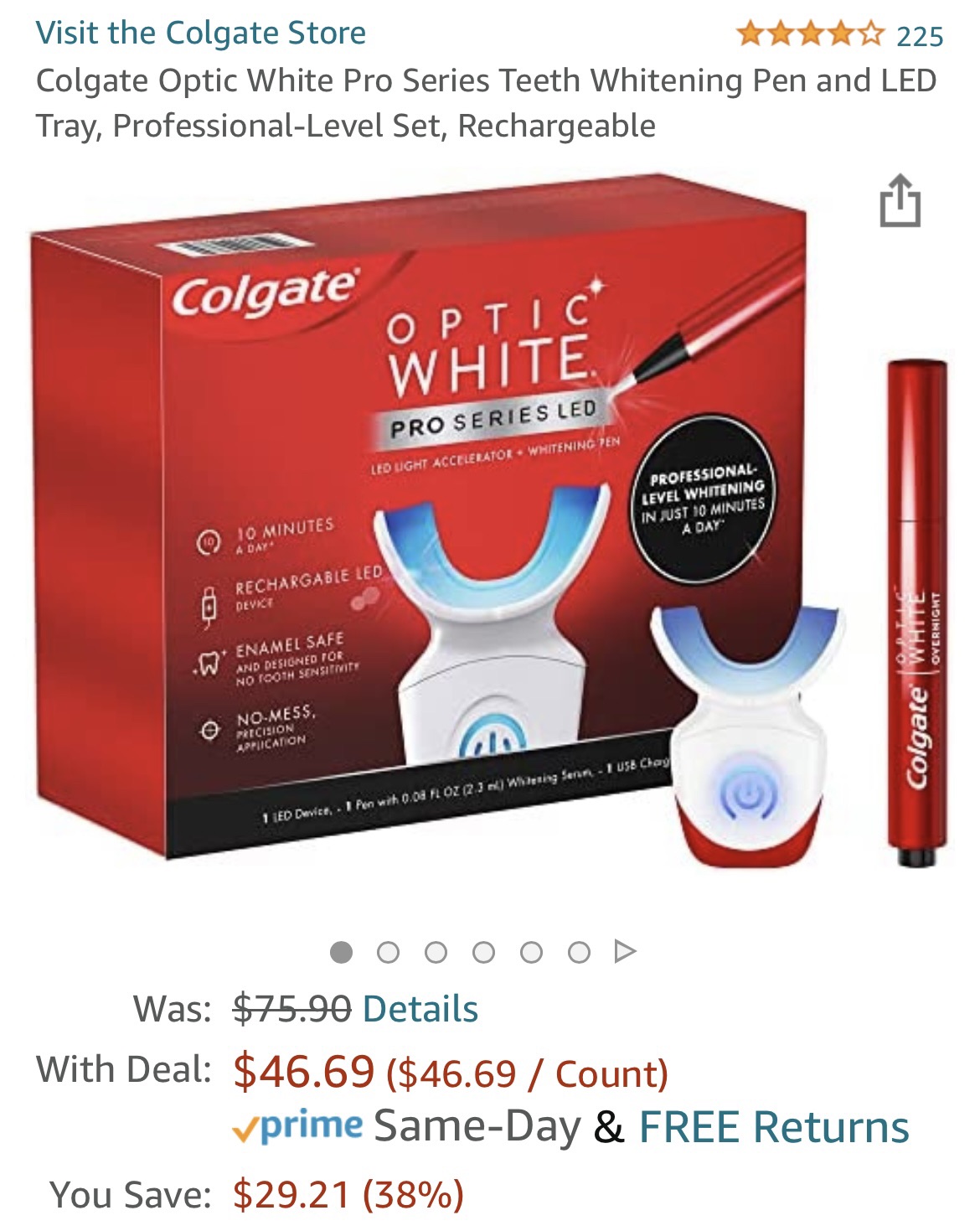 Colgate Optic White Pro Series Teeth Whitening Pen and LED Tray
