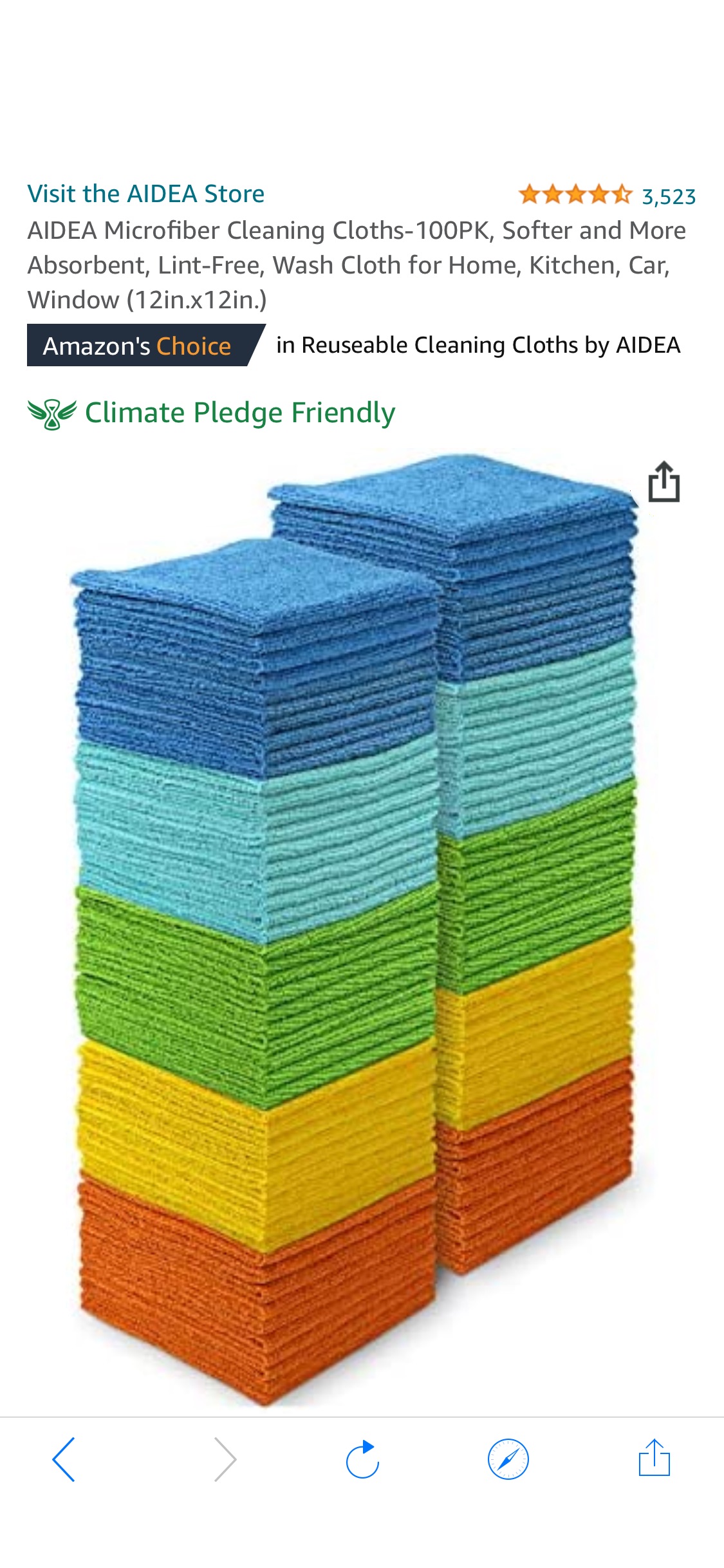 Amazon.com: AIDEA Microfiber Cleaning Cloths-100PK, Softer and More Absorbent, Lint-Free, Wash Cloth for Home, Kitchen, Car, Window (12in.x12in.) :清洁布