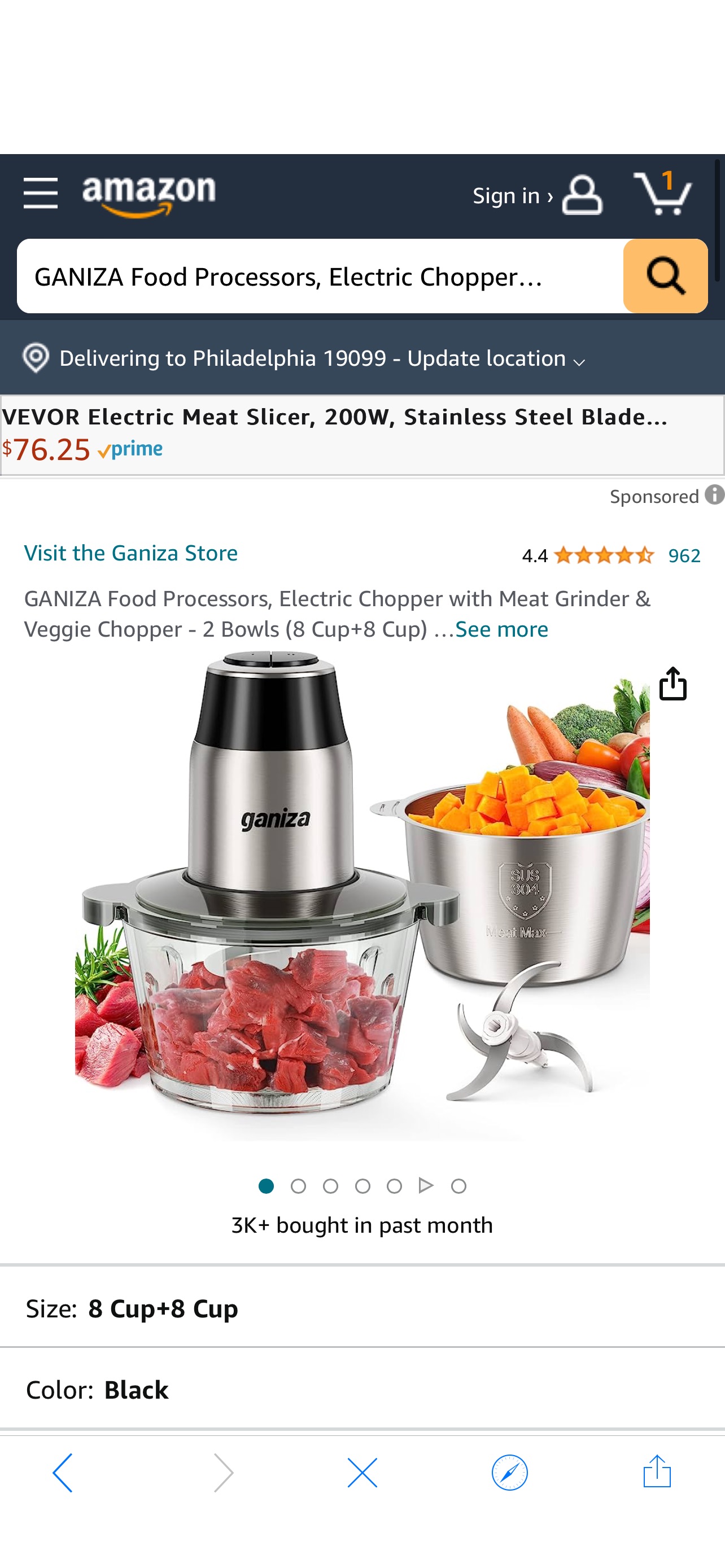 Amazon.com: GANIZA Food Processors, Electric Chopper with Meat Grinder & Veggie Chopper - 2 Bowls (8 Cup+8 Cup) with Powerful 450W Copper Motor - Includes 2 Sets of Bi-Level Blades for Baby Food/Meat/