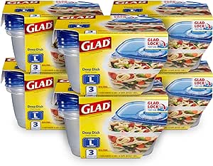 Amazon.com: GladWare Deep Dish Food Storage Containers With Glad Lock Tight Seal, BPA Free Large Rectangle Plastic Containers Hold Up to 64 Ounces of Food, 3 Count Set | 6 Pack 