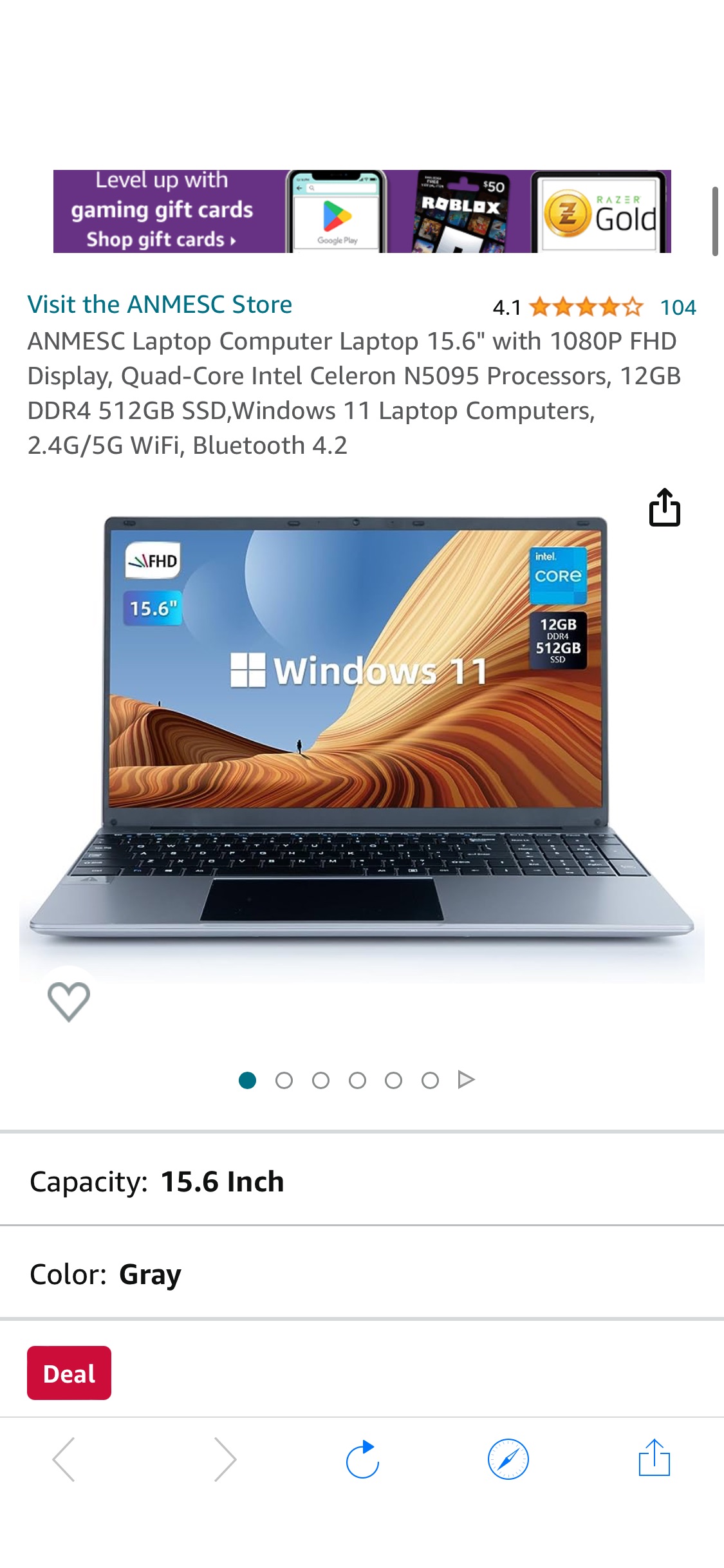 Amazon.com: ANMESC Laptop Computer Laptop 15.6" with 1080P FHD Display, Quad-Core Intel Celeron N5095 Processors, 12GB DDR4 512GB SSD,Windows 11 Laptop Computers, 2.4G/5G WiFi, Bluetooth 4.2 : Electro
