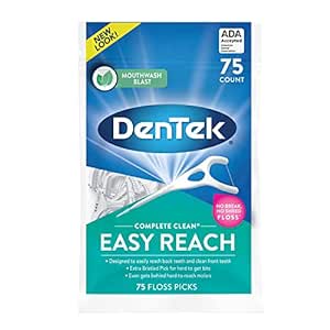 Amazon.com : DenTek Complete Clean Easy Reach Floss Picks, No Break &amp; No Shred Floss, 75 Count (Package May Vary) : Flossing Products : Health &amp; Household