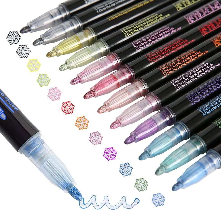 Amazon.com : Upanic Super Squiggles Outline Markers-12 Colors Super Squiggles Shimmer Markers,Outline Markers Double Line Pen,Outline Markers Self-Outline Metallic Markers : Arts, Crafts & Sewing
