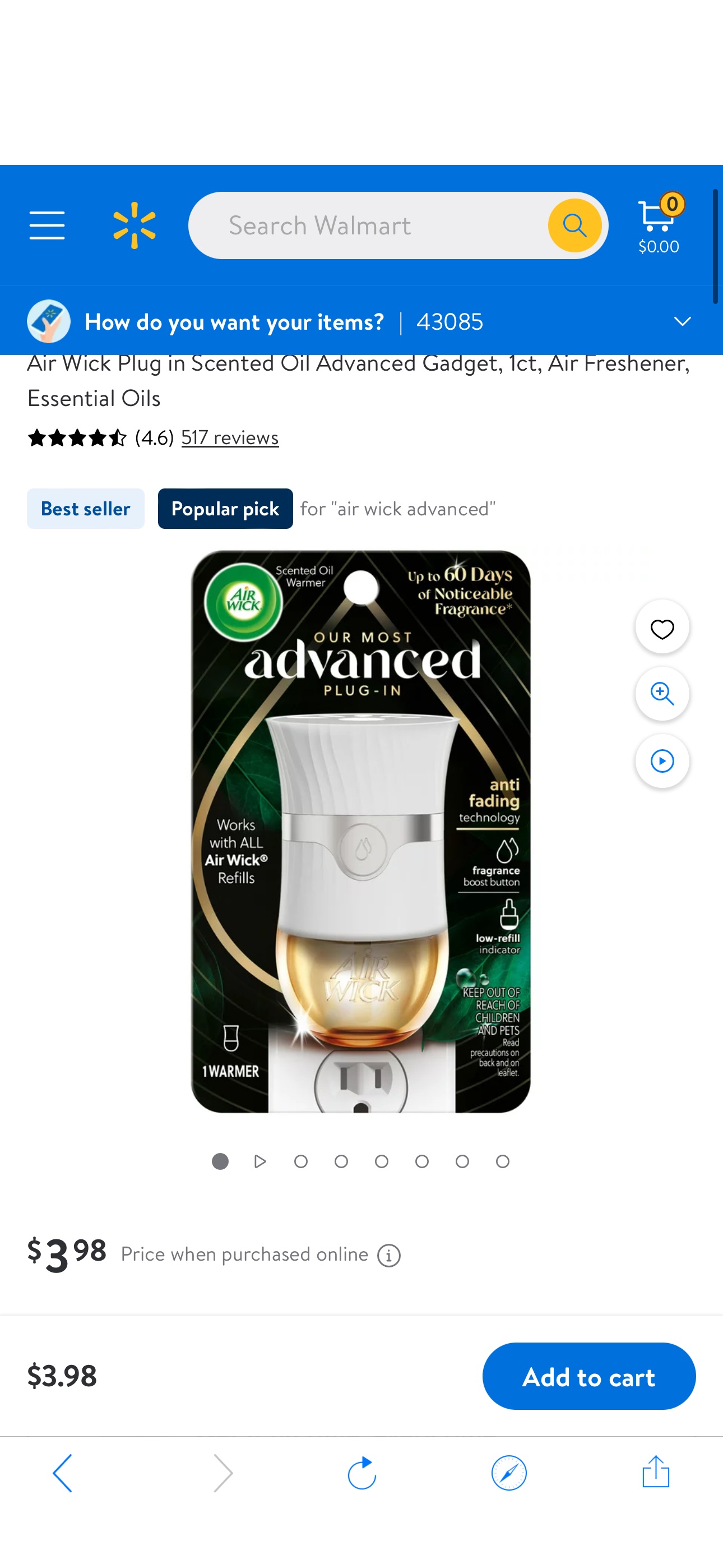 Air Wick Plug in Scented Oil Advanced Gadget, 1ct, Air Freshener, Essential Oils - Walmart.com
退现$4 Walmart cash