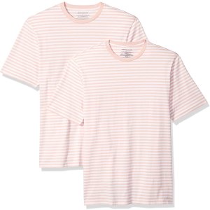 Amazon Essentials Men's Short-Sleeve Stripe Crewneck T-Shirts