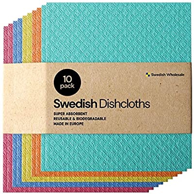 Amazon.com: Swedish 冼碗布Dishcloth Cellulose Sponge Cloths - Bulk 10 Pack of Eco-Friendly