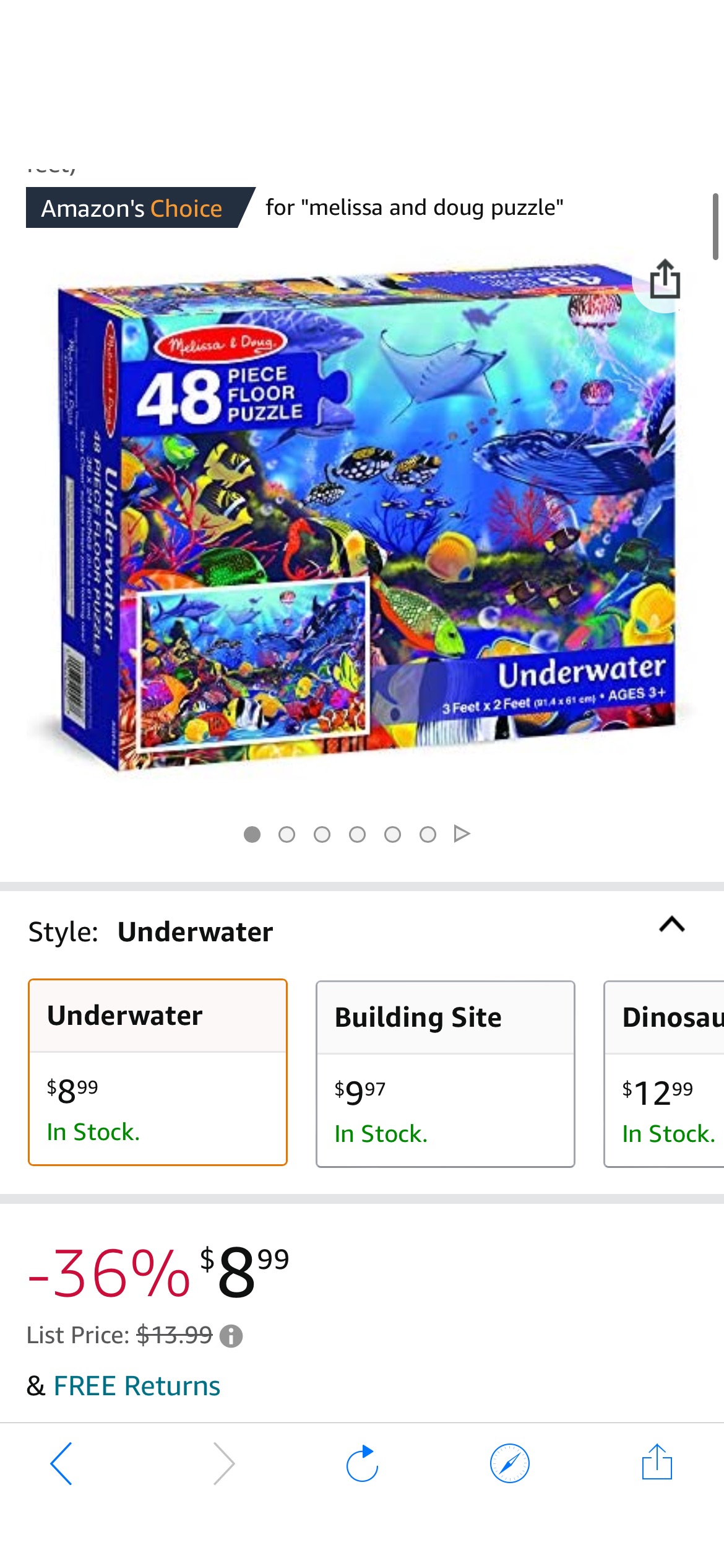 Amazon.com: Melissa & Doug Underwater Ocean Floor Puzzle (48 pcs, 2 x 3 feet) : Melissa & Doug:海洋拼图
