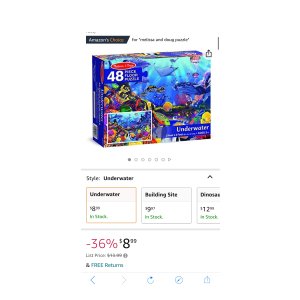 $8.99 Amazon.com: Melissa & Doug Underwater Ocean Floor Puzzle (48 pcs, 2 x 3 feet) : Melissa & Doug:海洋拼图