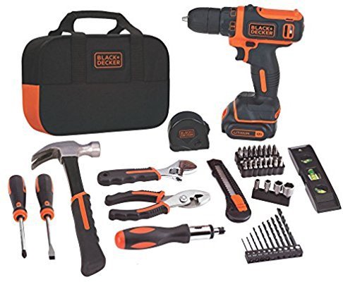 BLACK+DECKER 12V MAX Drill & Home Tool Kit, 60-Piece
