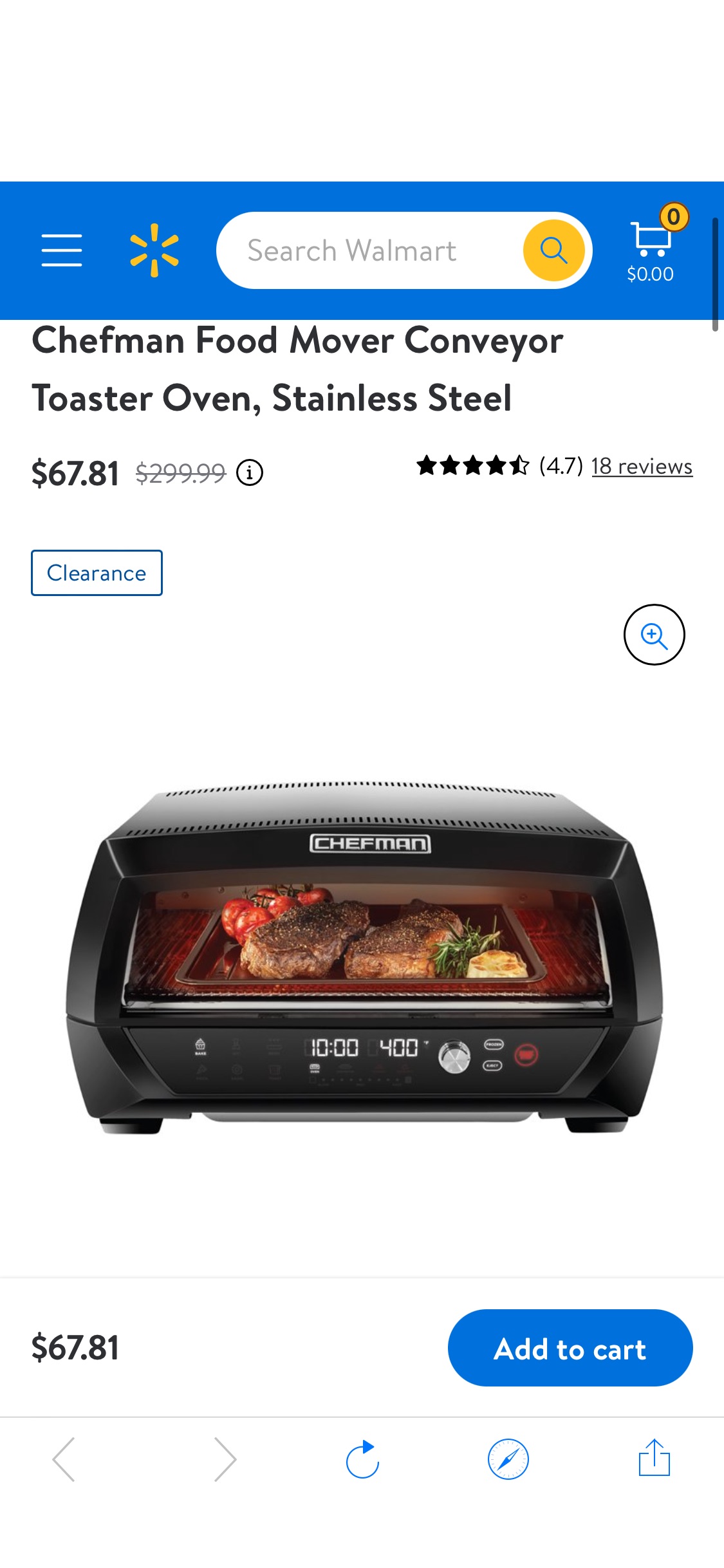 烤箱Chefman Food Mover Conveyor Toaster Oven, Stainless Steel - Walmart.com