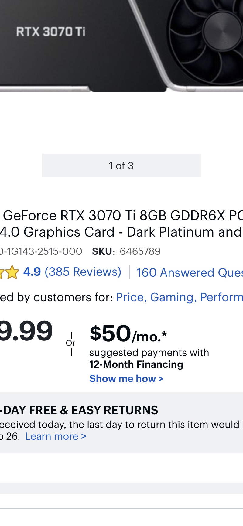 NVIDIA GeForce RTX 3070 Ti 8GB GDDR6X PCI Express 4.0 Graphics Card Dark Platinum and Black 900-1G143-2515-000 - Best Buy现货