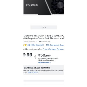 $599.99 NVIDIA GeForce RTX 3070 Ti 8GB GDDR6X PCI Express 4.0 Graphics Card Dark Platinum and Black 900-1G143-2515-000 - Best Buy现货
