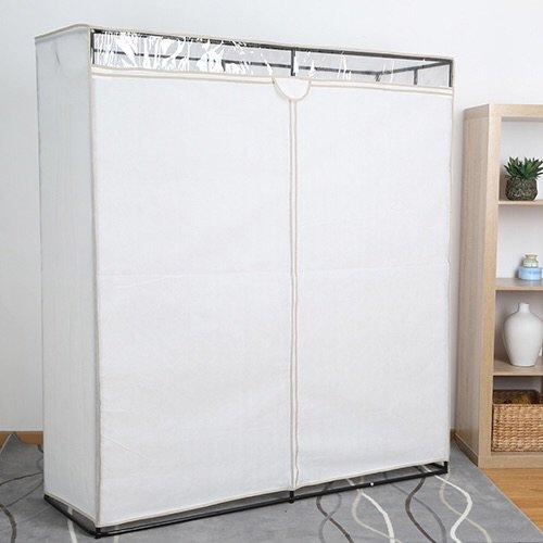 1 Tier Extra Wide 60" Clothes Closet with White Cover and Grey Pumice Trim 2 Pack