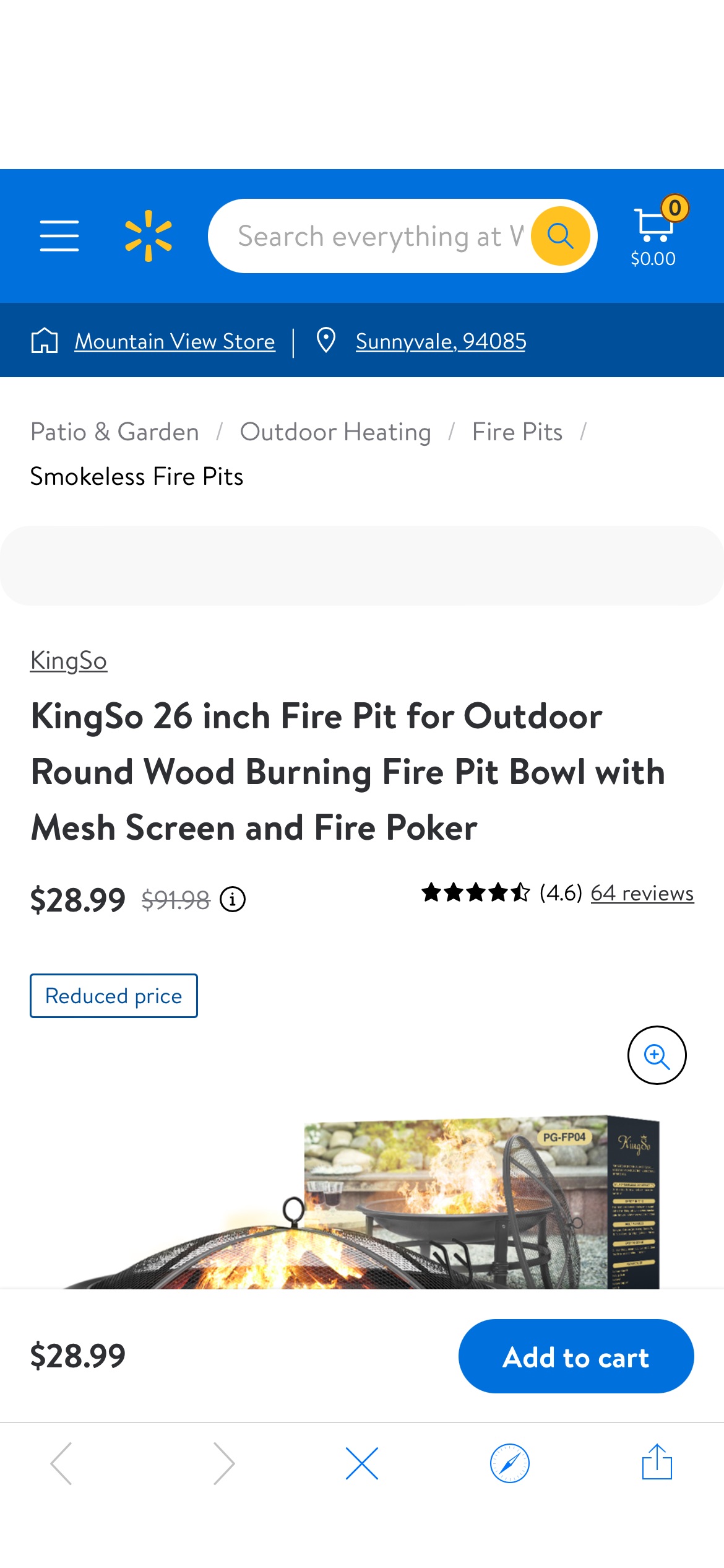 KingSo 26 inch Fire Pit for Outdoor Round Wood Burning啊 Fire Pit Bowl with Mesh Screen and Fire Poker - Walmart.com